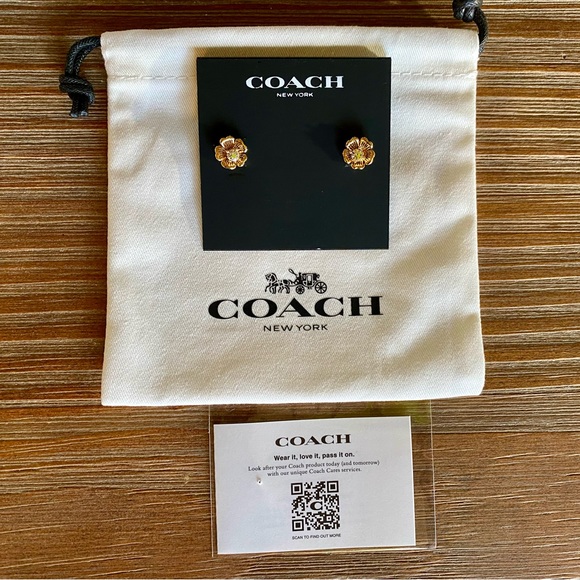 NWT COACH Mini Tea Rose 2 in 1 Stud Earrings - Picture 5 of 5